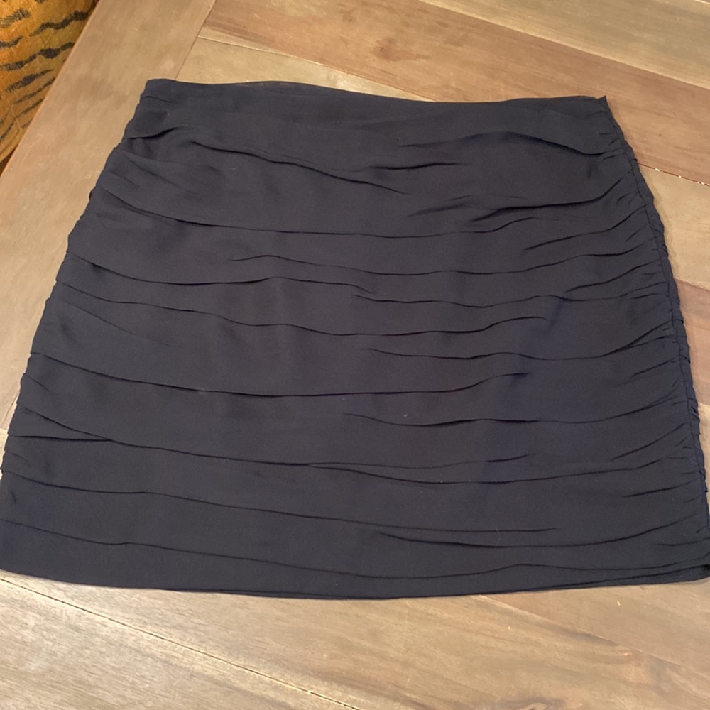 AQUA black mini skirt. Pleated/gathered chiffon overlay.  Size Medium